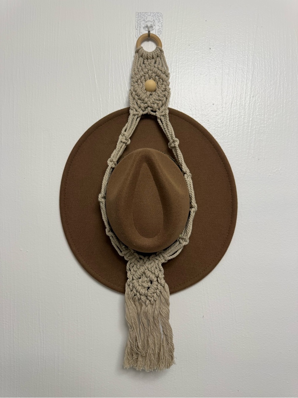 Handmade Macramé Hat Holder Boho Western Wall Hanging